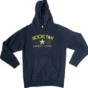 Rock Star Energy drink black & yellow hoodie W/ kangaroo pocket pullover SZ M